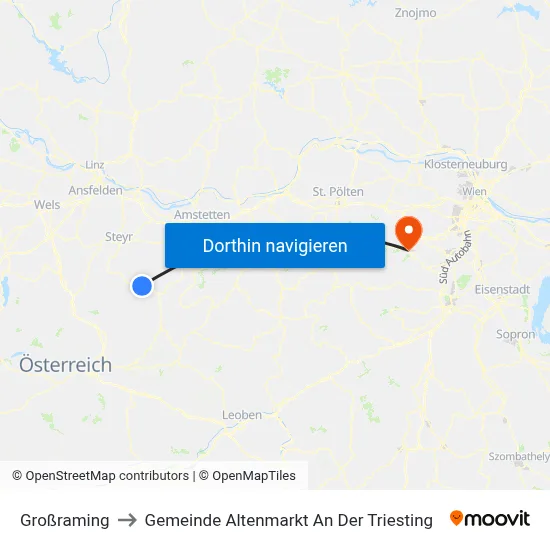 Großraming to Gemeinde Altenmarkt An Der Triesting map