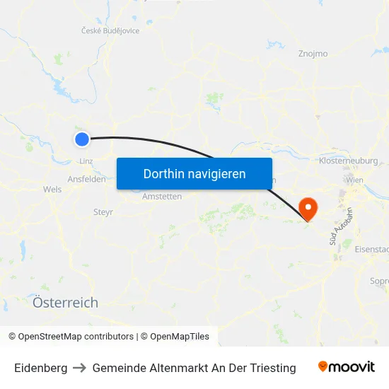 Eidenberg to Gemeinde Altenmarkt An Der Triesting map