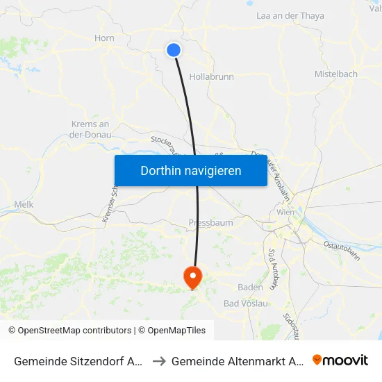 Gemeinde Sitzendorf An Der Schmida to Gemeinde Altenmarkt An Der Triesting map