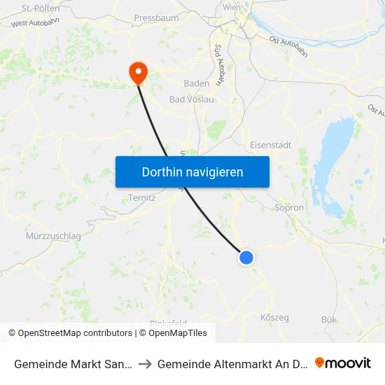 Gemeinde Markt Sankt Martin to Gemeinde Altenmarkt An Der Triesting map