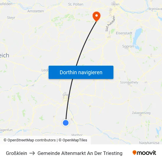 Großklein to Gemeinde Altenmarkt An Der Triesting map