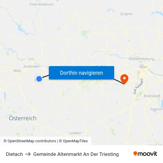 Dietach to Gemeinde Altenmarkt An Der Triesting map
