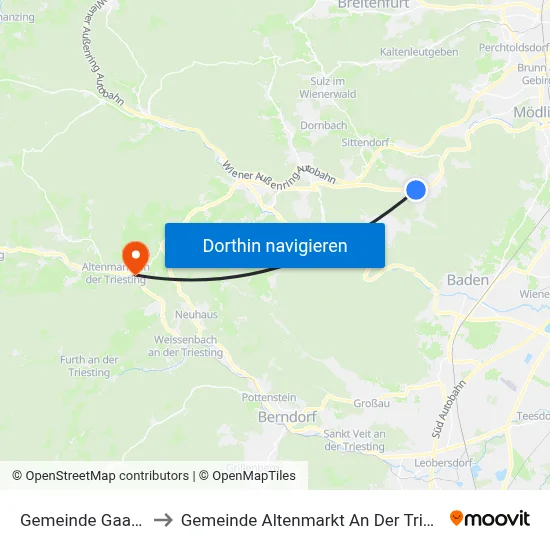 Gemeinde Gaaden to Gemeinde Altenmarkt An Der Triesting map