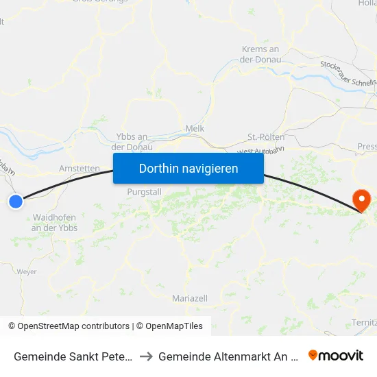 Gemeinde Sankt Peter In Der Au to Gemeinde Altenmarkt An Der Triesting map