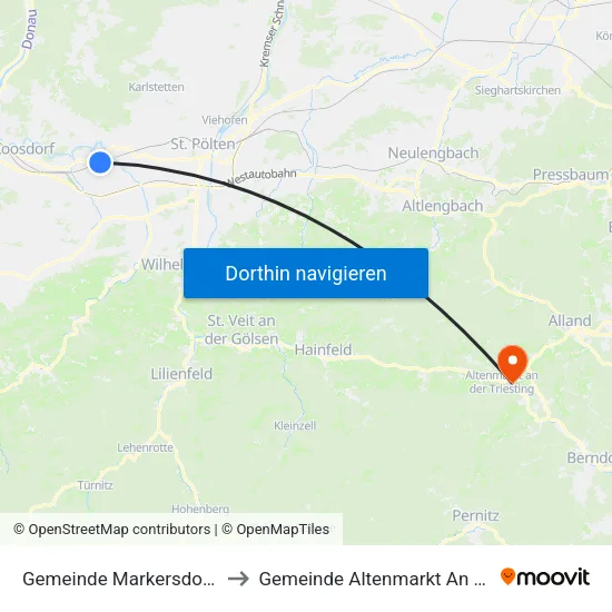 Gemeinde Markersdorf-Haindorf to Gemeinde Altenmarkt An Der Triesting map