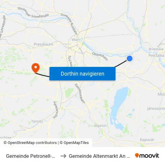 Gemeinde Petronell-Carnuntum to Gemeinde Altenmarkt An Der Triesting map