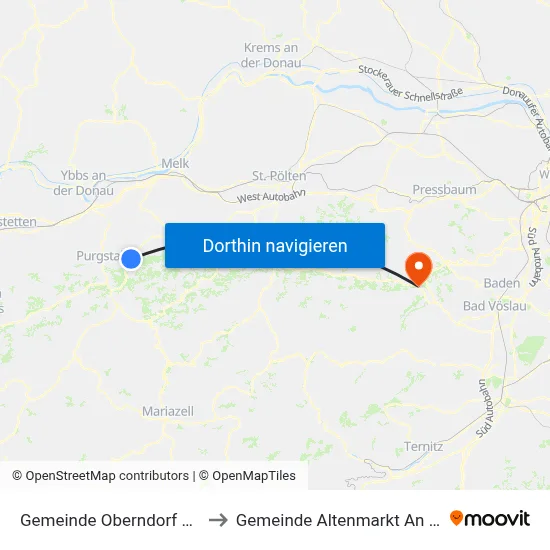 Gemeinde Oberndorf An Der Melk to Gemeinde Altenmarkt An Der Triesting map