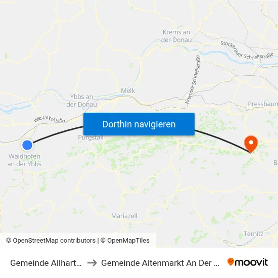 Gemeinde Allhartsberg to Gemeinde Altenmarkt An Der Triesting map