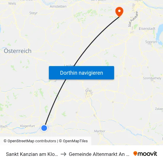 Sankt Kanzian am Klopeiner See to Gemeinde Altenmarkt An Der Triesting map