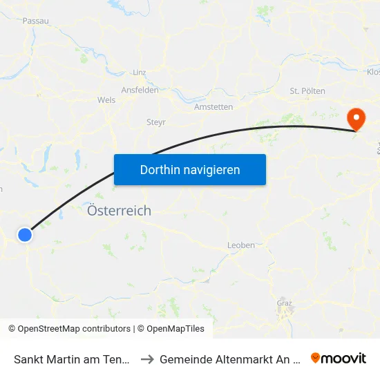 Sankt Martin am Tennengebirge to Gemeinde Altenmarkt An Der Triesting map