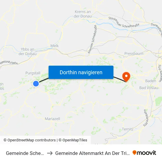 Gemeinde Scheibbs to Gemeinde Altenmarkt An Der Triesting map