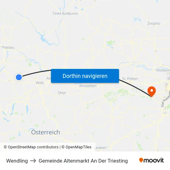 Wendling to Gemeinde Altenmarkt An Der Triesting map
