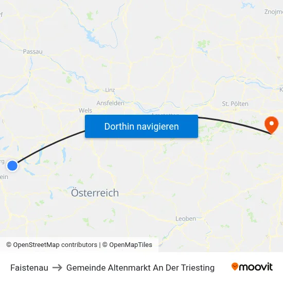 Faistenau to Gemeinde Altenmarkt An Der Triesting map