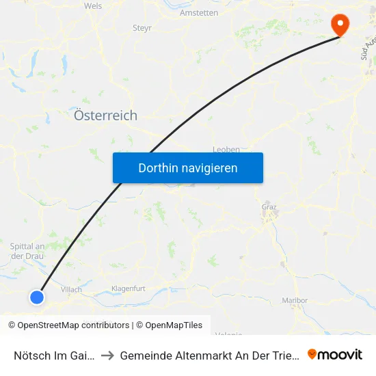 Nötsch Im Gailtal to Gemeinde Altenmarkt An Der Triesting map