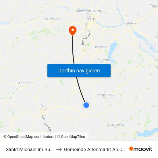 Sankt Michael Im Burgenland to Gemeinde Altenmarkt An Der Triesting map