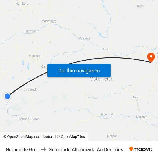 Gemeinde Grins to Gemeinde Altenmarkt An Der Triesting map