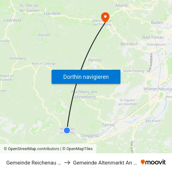 Gemeinde Reichenau An Der Rax to Gemeinde Altenmarkt An Der Triesting map