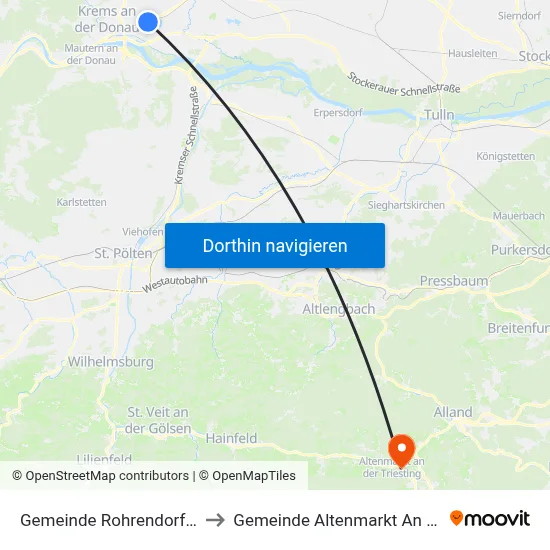 Gemeinde Rohrendorf Bei Krems to Gemeinde Altenmarkt An Der Triesting map