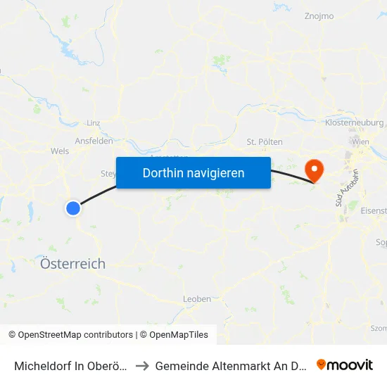 Micheldorf In Oberösterreich to Gemeinde Altenmarkt An Der Triesting map