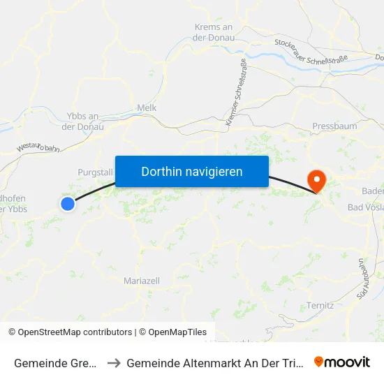 Gemeinde Gresten to Gemeinde Altenmarkt An Der Triesting map