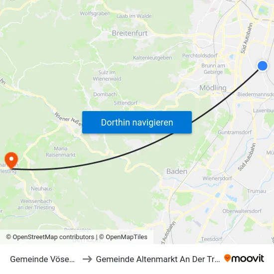 Gemeinde Vösendorf to Gemeinde Altenmarkt An Der Triesting map
