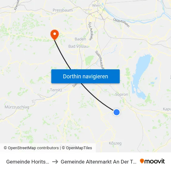 Gemeinde Horitschon to Gemeinde Altenmarkt An Der Triesting map