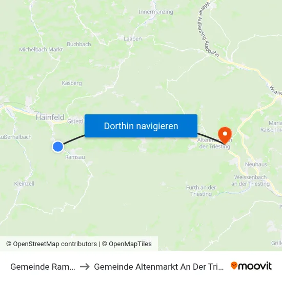 Gemeinde Ramsau to Gemeinde Altenmarkt An Der Triesting map