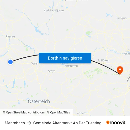 Mehrnbach to Gemeinde Altenmarkt An Der Triesting map