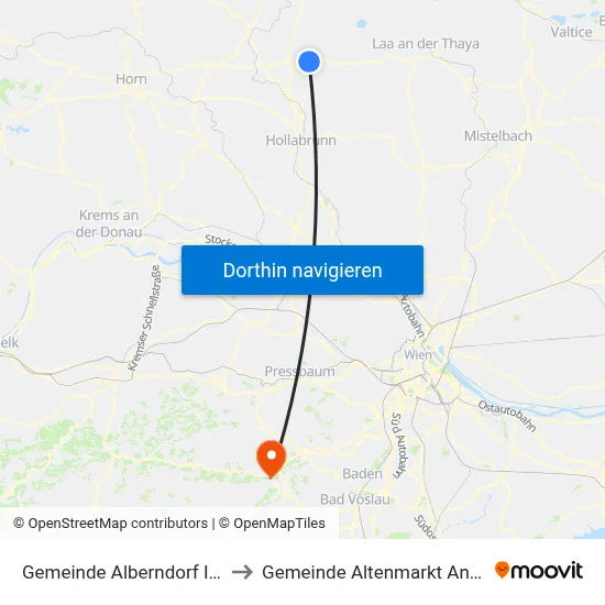 Gemeinde Alberndorf Im Pulkautal to Gemeinde Altenmarkt An Der Triesting map