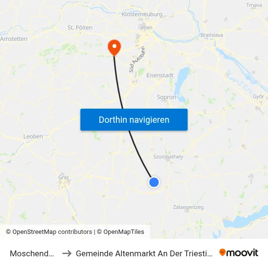 Moschendorf to Gemeinde Altenmarkt An Der Triesting map