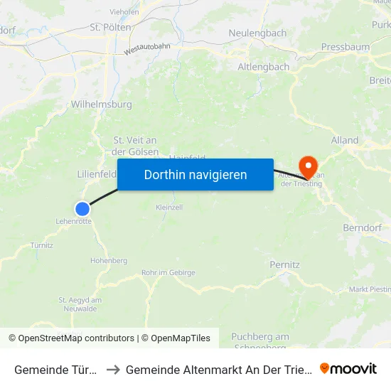 Gemeinde Türnitz to Gemeinde Altenmarkt An Der Triesting map
