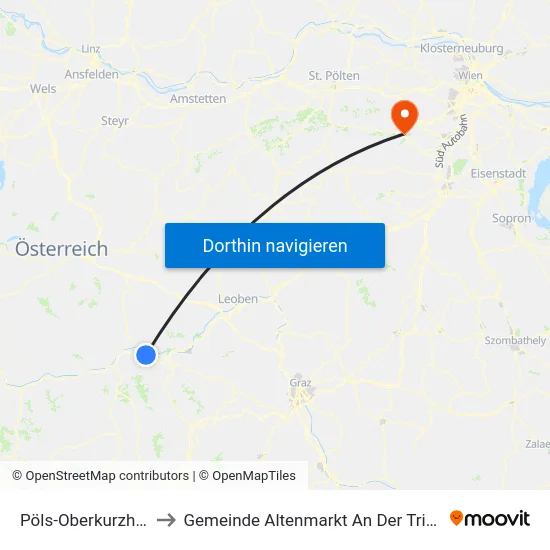 Pöls-Oberkurzheim to Gemeinde Altenmarkt An Der Triesting map