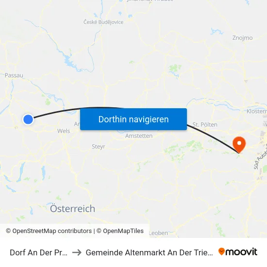 Dorf An Der Pram to Gemeinde Altenmarkt An Der Triesting map