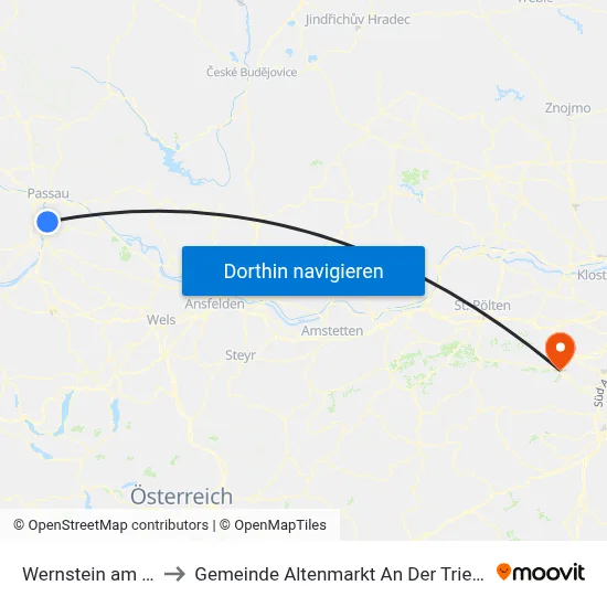 Wernstein am Inn to Gemeinde Altenmarkt An Der Triesting map