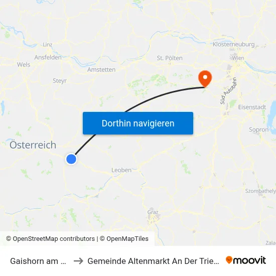 Gaishorn am See to Gemeinde Altenmarkt An Der Triesting map