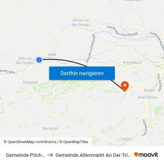 Gemeinde Pöchlarn to Gemeinde Altenmarkt An Der Triesting map