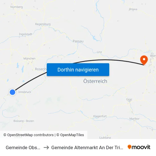 Gemeinde Obsteig to Gemeinde Altenmarkt An Der Triesting map