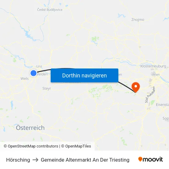Hörsching to Gemeinde Altenmarkt An Der Triesting map