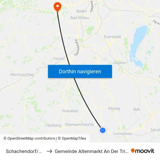 Schachendorf/Čajta to Gemeinde Altenmarkt An Der Triesting map