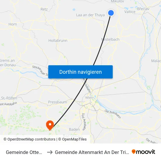 Gemeinde Ottenthal to Gemeinde Altenmarkt An Der Triesting map