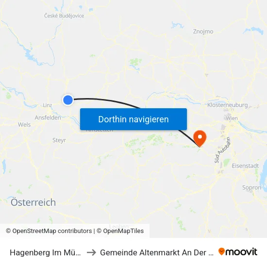 Hagenberg Im Mühlkreis to Gemeinde Altenmarkt An Der Triesting map
