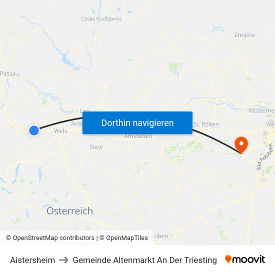 Aistersheim to Gemeinde Altenmarkt An Der Triesting map