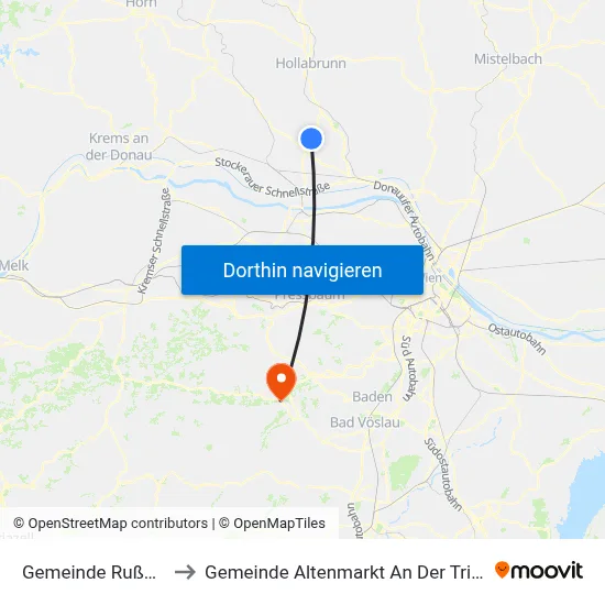 Gemeinde Rußbach to Gemeinde Altenmarkt An Der Triesting map