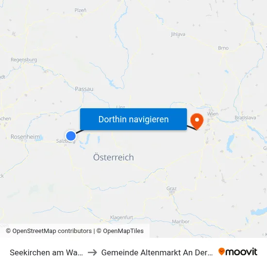 Seekirchen am Wallersee to Gemeinde Altenmarkt An Der Triesting map