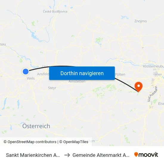 Sankt Marienkirchen An Der Polsenz to Gemeinde Altenmarkt An Der Triesting map