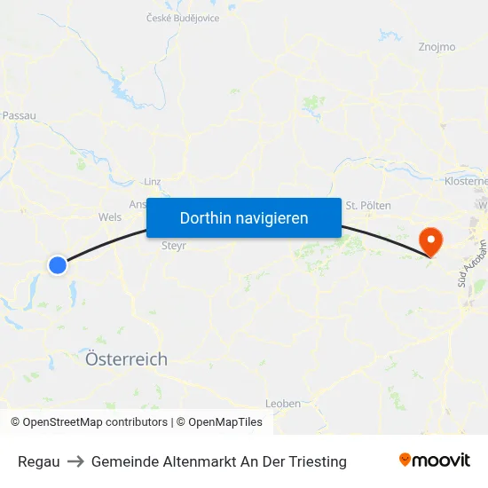 Regau to Gemeinde Altenmarkt An Der Triesting map