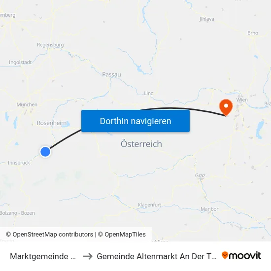 Marktgemeinde Kundl to Gemeinde Altenmarkt An Der Triesting map