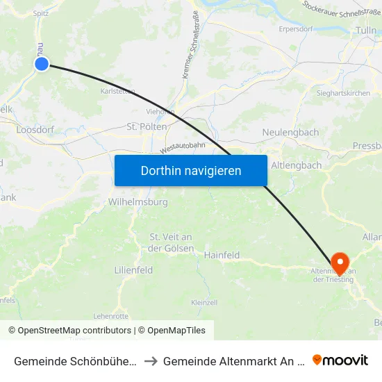 Gemeinde Schönbühel-Aggsbach to Gemeinde Altenmarkt An Der Triesting map