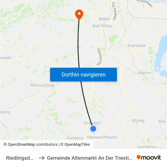 Riedlingsdorf to Gemeinde Altenmarkt An Der Triesting map