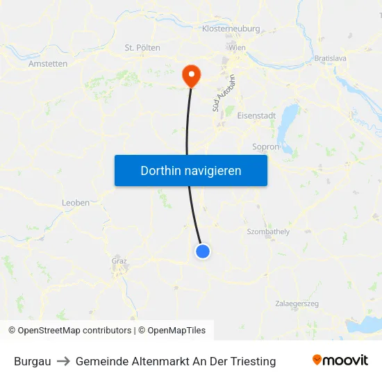 Burgau to Gemeinde Altenmarkt An Der Triesting map